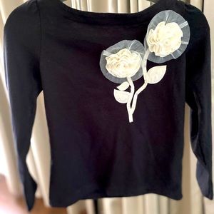 Janie and Jack Size 6 Black Shirt white flower girls shirt’